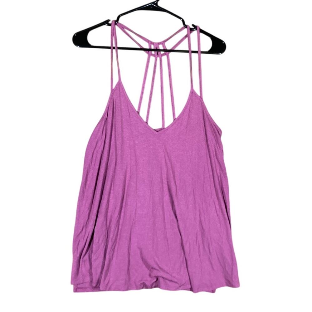 Express One Eleven Womens Blouse Purple V Neck Strappy Tank Top Stretch Medium